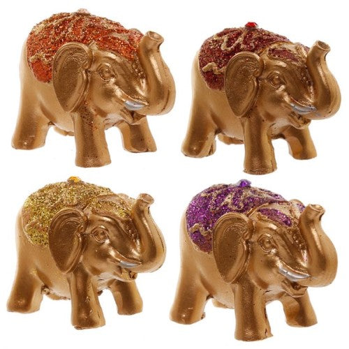 Collectable Ornament - Mini Metallic Glitter Lucky Elephant (Set of 24)