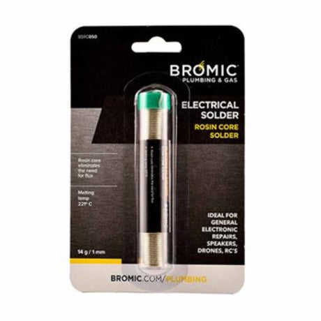 Bromic BSRC050 14g lead-free solder wire with rosin core for strong, precise solder joints in electronics and repairs.