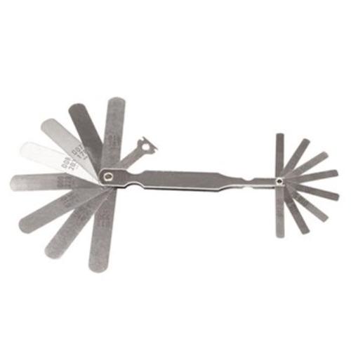 AmPro Tappet & Ignition Gauge 18 Blade Set with clear markings for precise automotive measurements and easy adjustments.