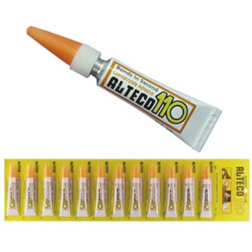 Alteco Super Glue 3g Blister Pack with 12 tubes for strong, fast bonding on rubber, plastic, and metal.