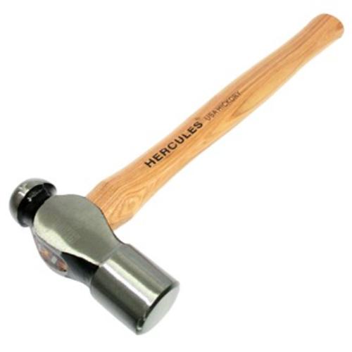 Hercules Ballpein Hammer with hickory handle, 8oz weight, ideal for metalworking and crafting applications.