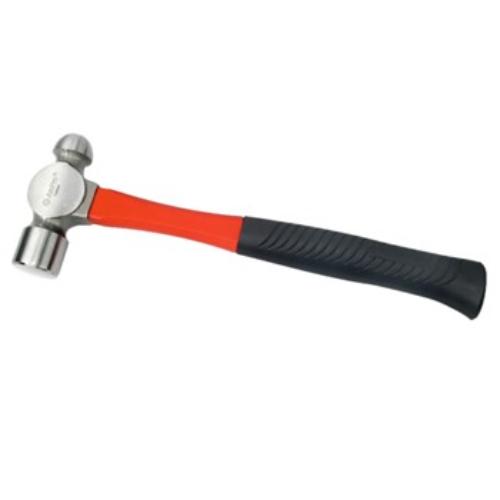 AmPro Ballpein Hammer 450g with fibreglass handle, rubber grip, polished face for metalwork and crafting tasks.