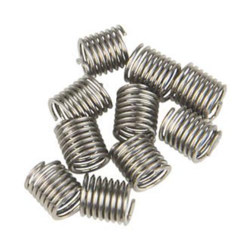 M5 x 0.8 Helicoil thread inserts in stainless steel, pack of 10 for durable thread repairs in various materials.