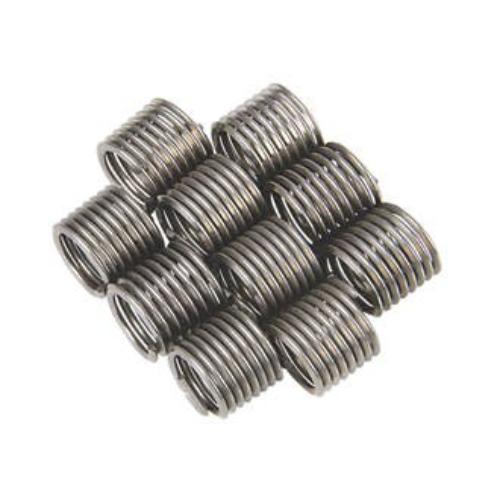 Pack of 10 Helicoil Thread Inserts M12 for repairing stripped threads, made from durable stainless steel wire.