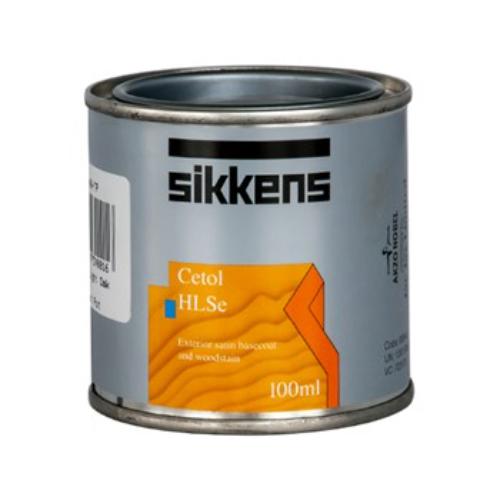 Sikkens Hlse Teak Test Pot, a premium wood stain for outdoor surfaces with UV protection and translucent finish.