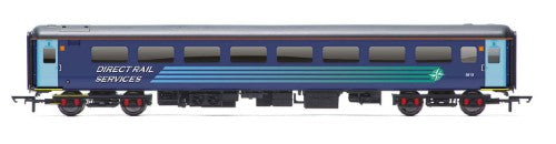 Hornby DRS Mk2E Standard Open 5810 model train in blue and yellow livery, showcasing detailed craftsmanship for collectors.