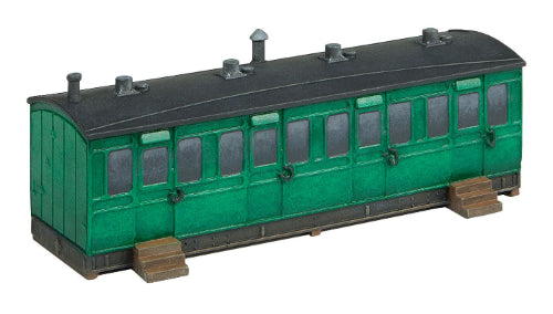 Hornby Grounded 6 Wheel Coach Summer House model, showcasing vintage charm and intricate detailing for railway collectors.
