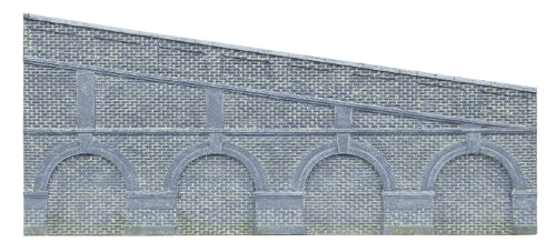 Hornby Trains Mid Step Arch Retaining Walls in Engineers Blue, perfect for enhancing model railway scenes.