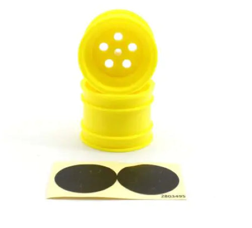 Yellow rear rims for Kyosho Tomahawk, part KP SCH008Y, sold in pairs.