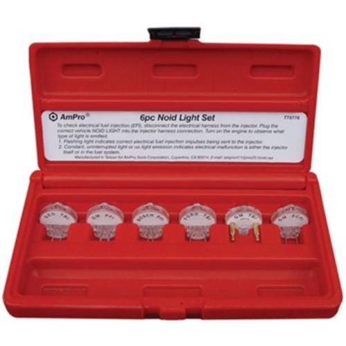 AmPro Noid Light Set 6pc for diagnosing electronic fuel injection systems, compatible with various automotive models.