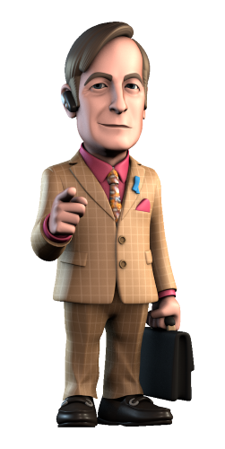 Collectible Minix vinyl figure of Saul Goodman from Better Call Saul, 12cm, detailed likeness of Bob Odenkirk.