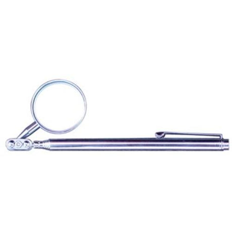 AmPro Round Telescopic Mirror, 32mm diameter, extends to 490mm for inspecting tight spaces with pivoting angle flexibility.