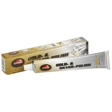 Autosol Gold & Silver Polish 100g restores shine to gold, silver, and platinum while preventing corrosion and tarnishing.