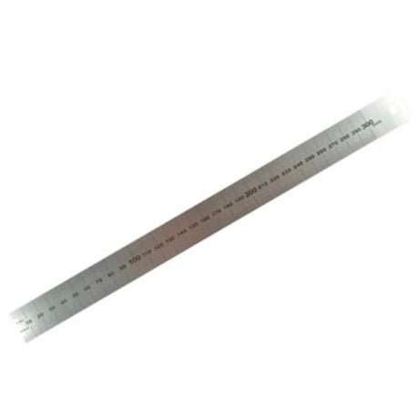 Worldwide 1850 stainless steel ruler, 300mm with clear metric and inch markings for precise measurements.
