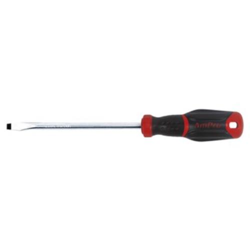 AmPro Power Grip Flat Screwdriver 8 x 200mm with ergonomic handle and durable chrome molybdenum steel blade.