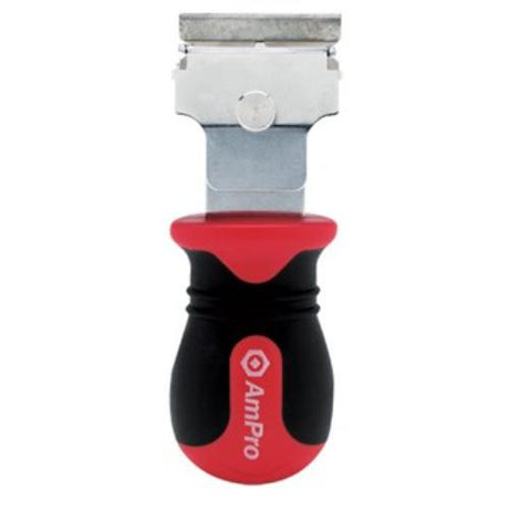AmPro Stubby Scraper 114mm with ergonomic grip, ideal for precise scraping in tight spaces, compatible with single edge blades.