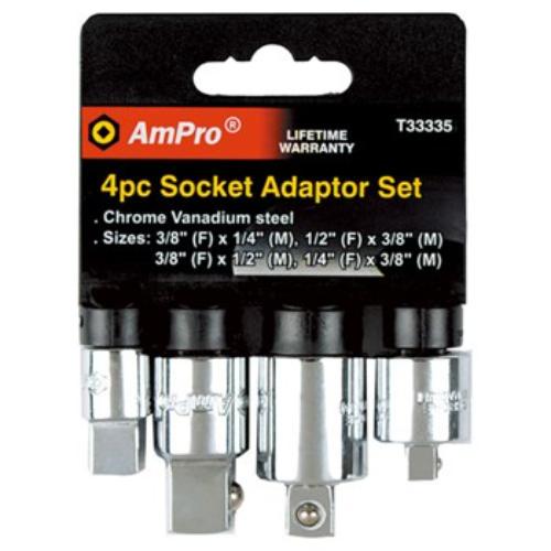 AmPro Socket Adaptor Set featuring four durable adaptors for versatile automotive and home repairs.
