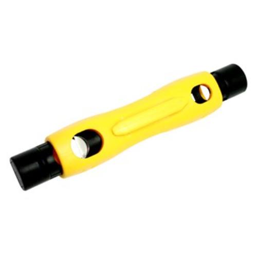 Hanlong HT-323 lightweight coaxial cable stripper for precise jacket and inner conductor stripping.