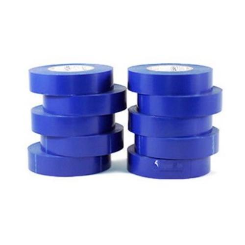 Blue PVC insulation tape, 20m x 18mm, 10 rolls for reliable electrical wiring, color coding, and high-temperature durability.