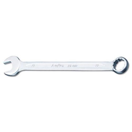 AmPro Combination Wrench 21mm with satin chrome finish and 12-point design for durable, precise automotive repairs.