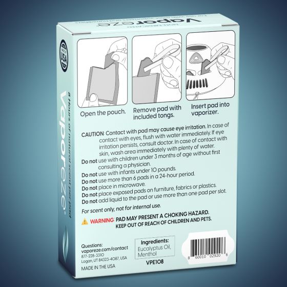 Vaporeze Vapor Pads 8pk - Menthol & Eucalyptus - Vapor-Eze