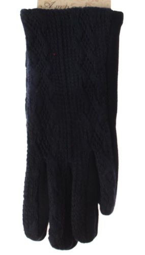 Patterned Knit Glove - Navy