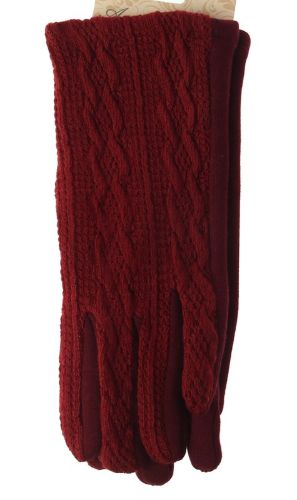 Patterned Knit Glove - Wine