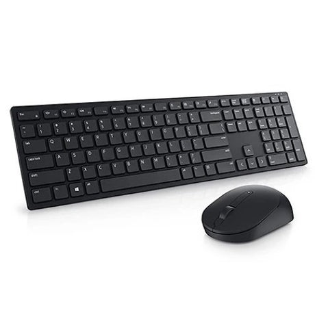 Dell KM5221W wireless keyboard and mouse combo in black, featuring ergonomic design, programmable keys, and long battery life.