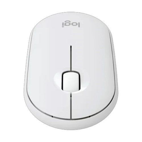 Logitech Pebble Mouse 2 M350s in Tonal White: wireless, silent clicks, eco-friendly with over 50% recycled materials.