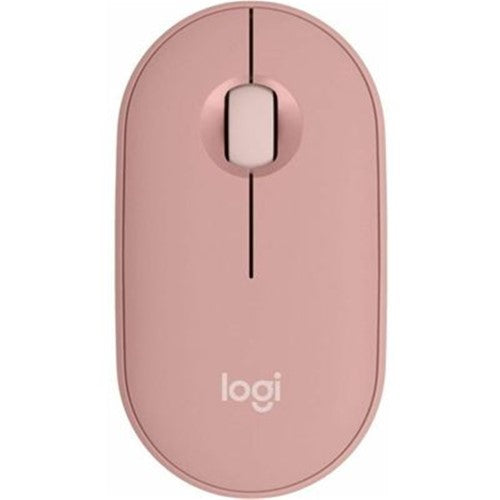 Logitech Pebble Mouse 2 M350s in Tonal Rose, eco-friendly design with 4000 DPI sensor and Silent Touch technology.