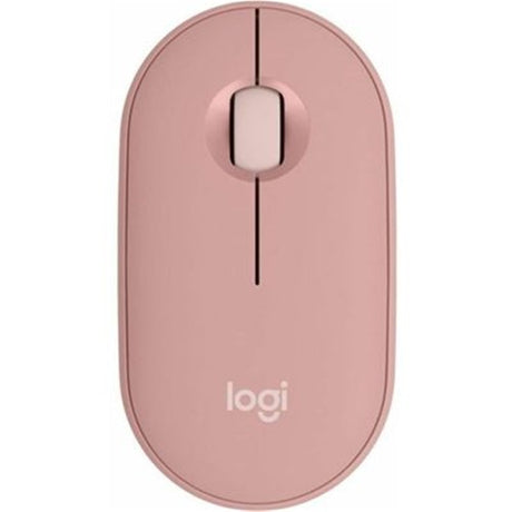 Logitech Pebble Mouse 2 M350s in Tonal Rose, eco-friendly design with 4000 DPI sensor and Silent Touch technology.