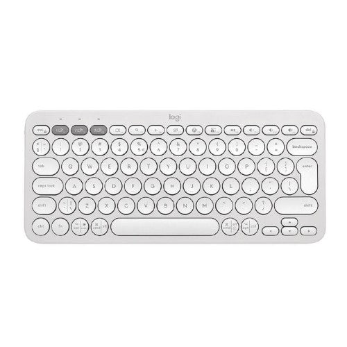 Logitech Pebble Keys 2 K380s Wireless Keyboard in Tonal Off White, eco-friendly, with quiet keys and device-switching features.
