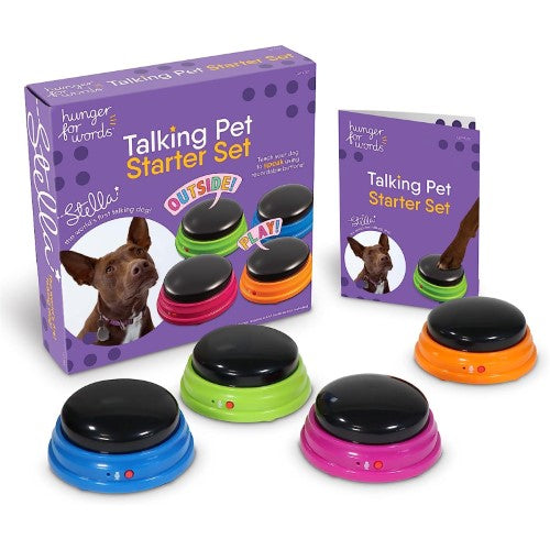 Talking Pet Starter Set - Flipside Hunger For Words - 4 Recordable Dog Communication Buttons
