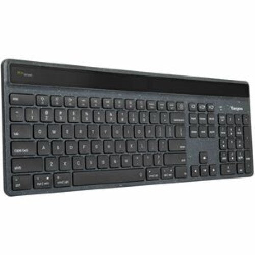 EcoSmart Wireless Keyboard - Targus DefenceGuard Bluetooth, Solar-Powered, Antimicrobial - Black