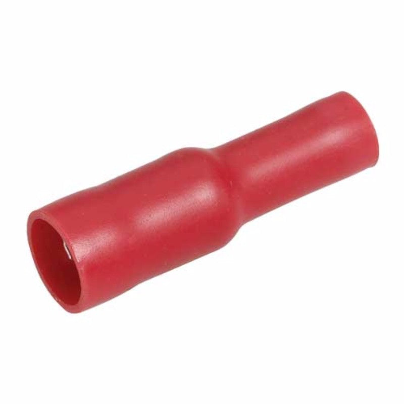 Narva red 4mm female bullet terminals in a 12-pack, designed for reliable automotive wiring connections.