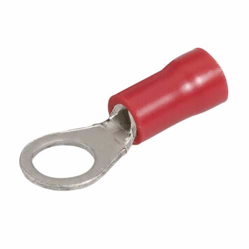 Narva red 5.0mm terminal ring, durable insulated eye terminal for secure electrical connections in automotive and marine projects.