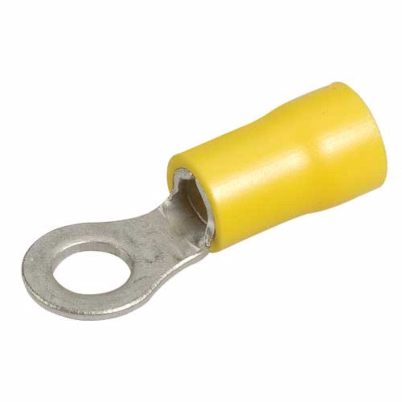 Narva Terminal Ring Yellow 5.0mm pack of 14, insulated for secure and durable electrical connections.