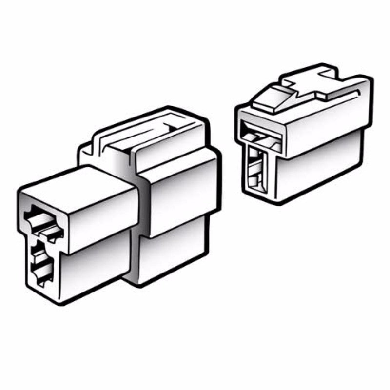 Narva 2 Way Quick Connect set includes 1 male and 1 female terminal, rated for 20A, in a blister pack.