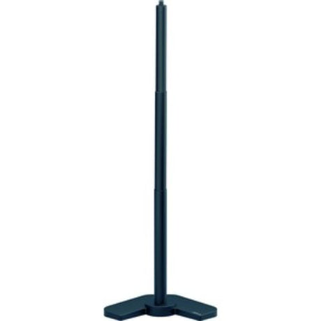 Jabra PanaCast Table Stand, a sleek black freestanding unit for versatile video conferencing in any location.