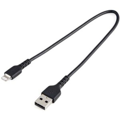 Durable 12-Inch USB-A to Lightning Charging Cable for iPhone, iPad, and AirPods (Black)
