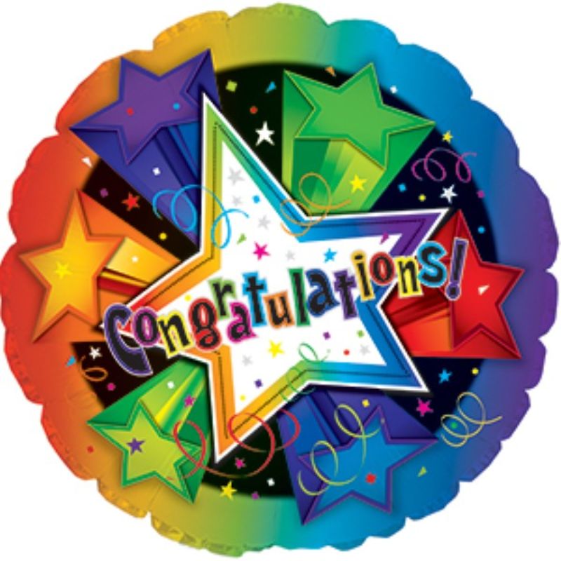 Vibrant 9-inch air-filled balloon with 3D star patterns, perfect for celebrating achievements and festive occasions.