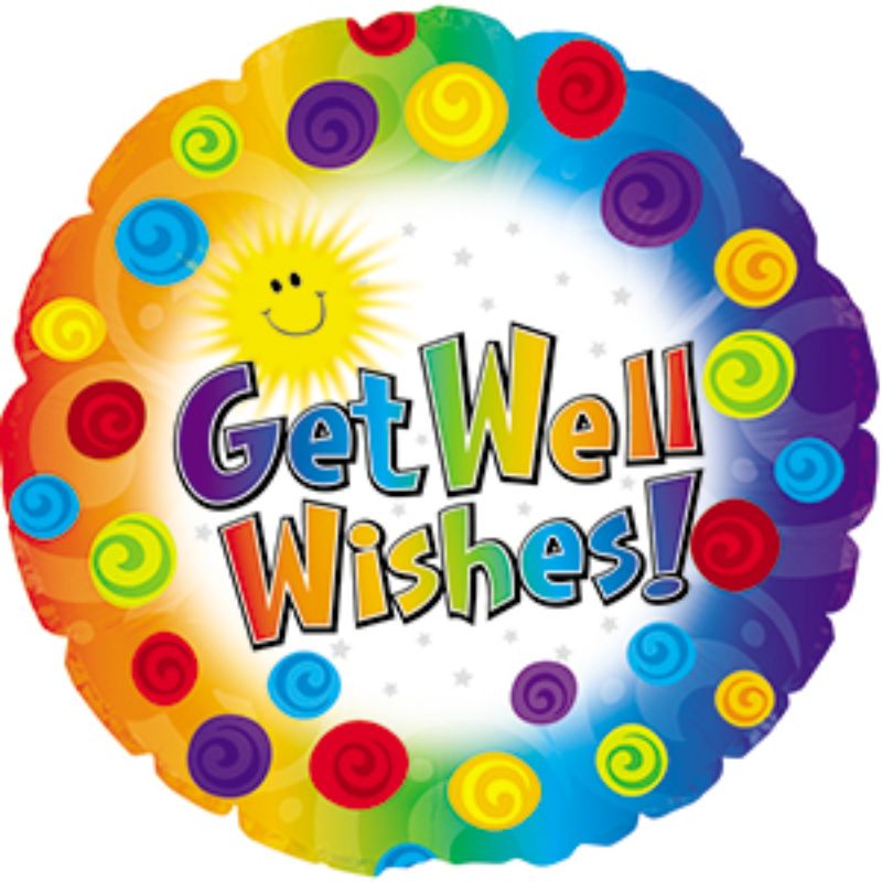 Air Filled Balloon - Get Well Dots & Swirls (9")