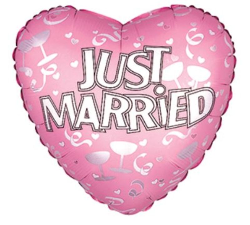 17-inch 'Just Married' foil balloon, perfect for weddings and bridal showers, adds a romantic touch to your celebration.