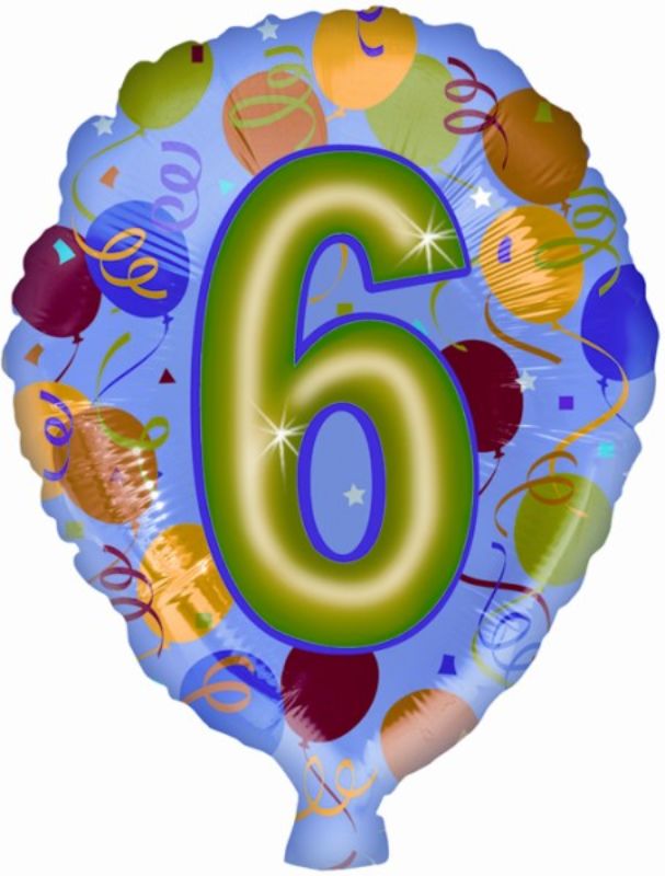 Vibrant 17-inch foil balloon shaped like the number 6, perfect for celebrations and party decorations.