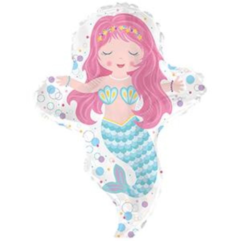12-inch air-filled balloon featuring a whimsical mermaid design, perfect for themed parties and decorations.
