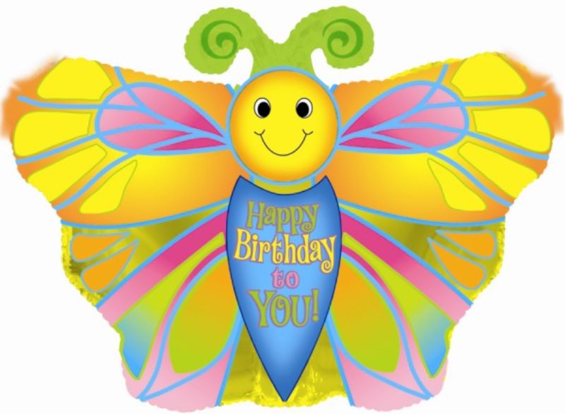 Air Filled Balloon - Happy Birthday Butterfly (14")