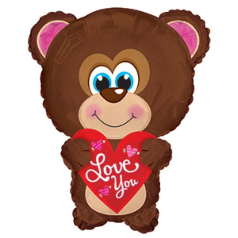 27-inch blue eyes bear foil balloon, perfect for celebrations and expressing love, designed to float elegantly.