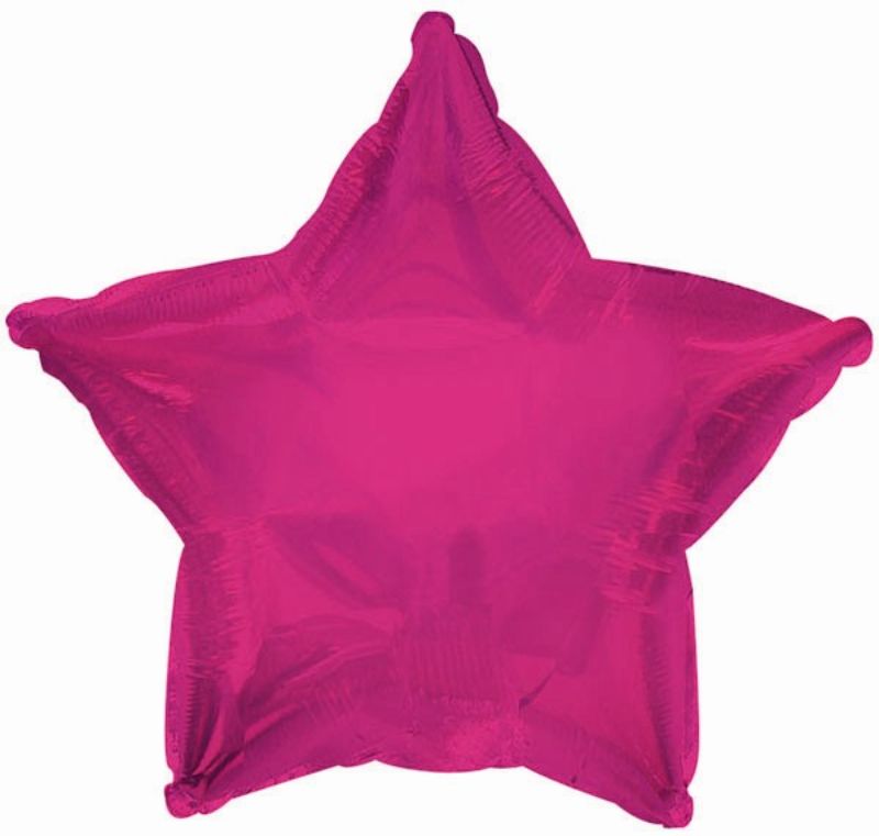 Hot pink 9-inch star balloon with cup and stick, perfect for festive celebrations and party decor.