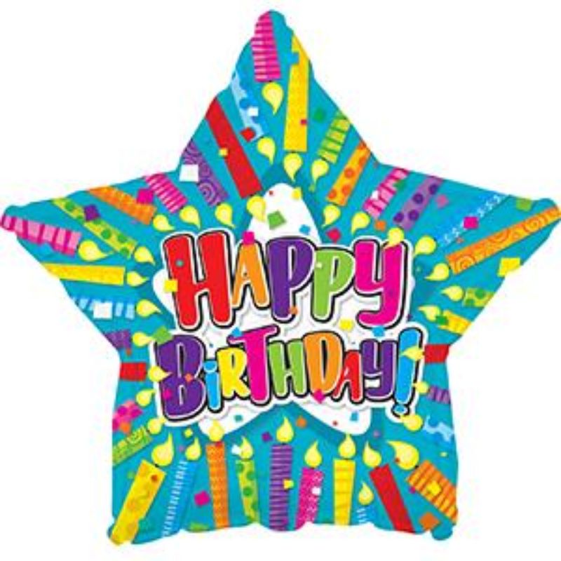 Vibrant 9-inch air-filled balloon featuring colorful birthday candles, perfect for adding festive cheer to any birthday celebration.