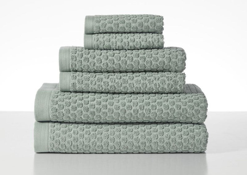 Henley Iceberg Green Towel Bundle with 2 bath towels, 2 hand towels, and 2 facecloths, made of 100% cotton, OEKO-TEX certified.